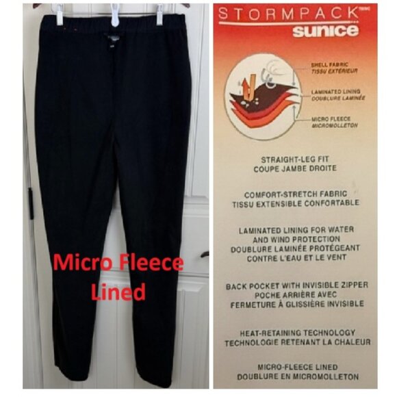 Stormpack Sunice Pants Women's Black Fleece Lined Wind & Water Protection Sz M - Picture 2 of 13